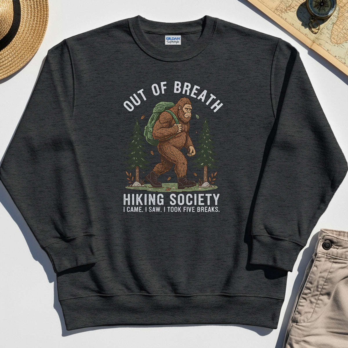 Out of Breath Hiking Society Sweatshirt, Funny Sasquatch Outdoor Camping Sweatshirt 4