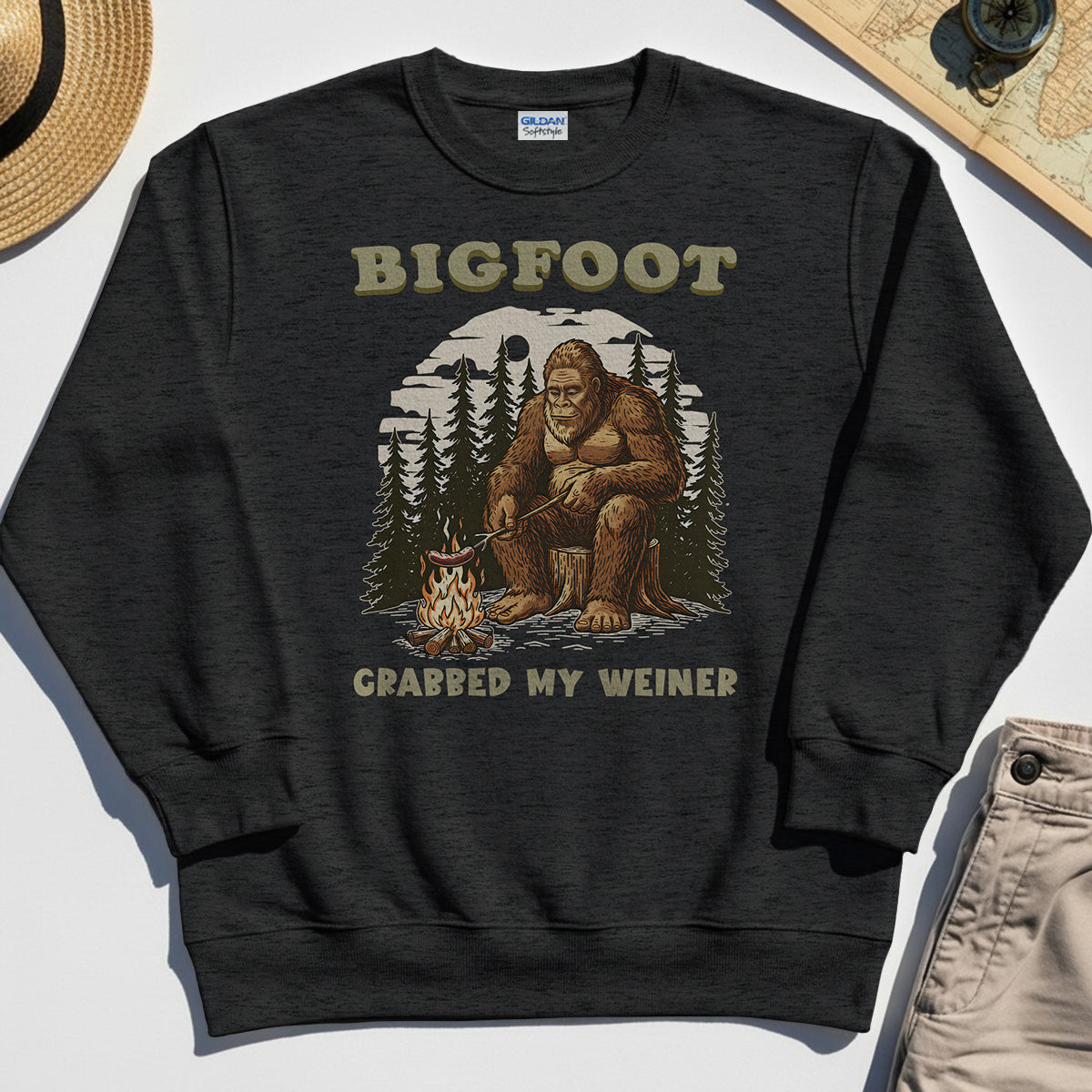 Retro Bigfoot Sweatshirt, "Grabbed My Weiner” 3