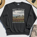 Sasquatch Respect The Locals Sweatshirt, Bigfoot Hiking Through Badlands National Park Sweatshirt 4