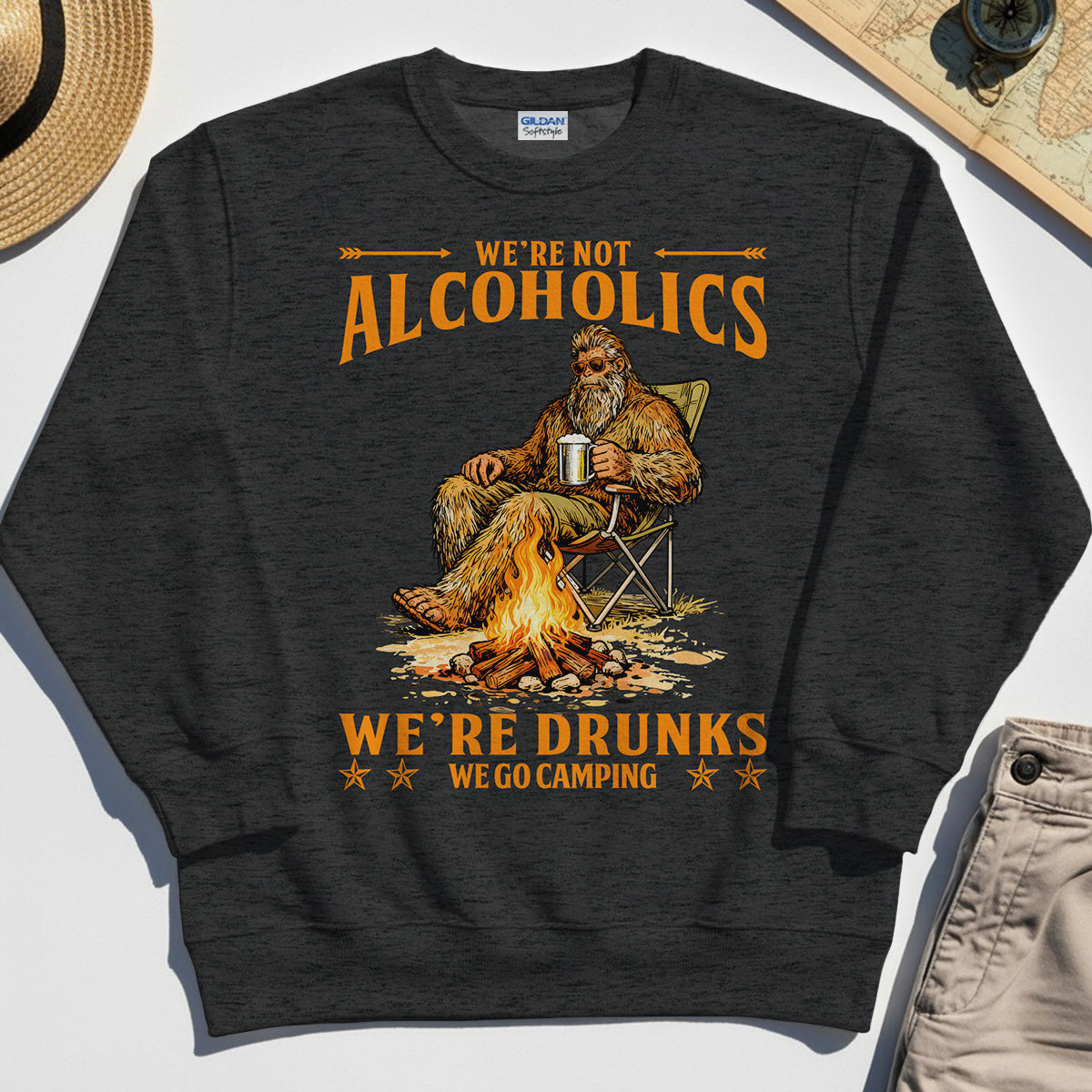 We’re Not Alcoholics We’re Drunks We Go Camping Sweatshirt, Funny Camping Beer Sweatshirt 3