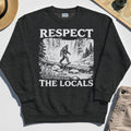 Bigfoot Respect The Locals Sweatshirt, Vintage Waterfall Hiking Graphic Sweatshirt For Camper And Adventurers 3