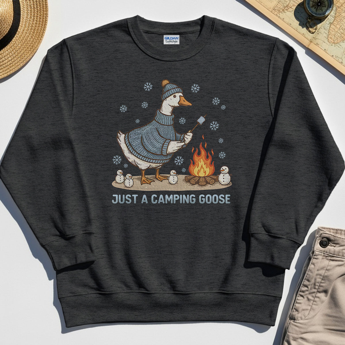 Funny Goose 'Just A Camping Goose' Outdoor Holiday Sweatshirt 3