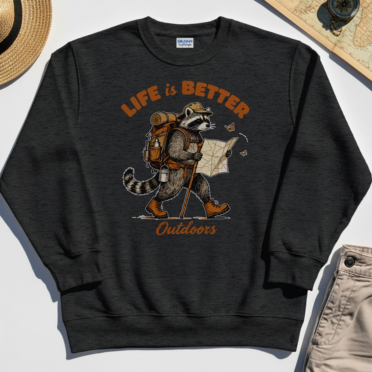 Raccoon "Life is Better Outdoors" Sweatshirt 3
