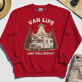 Just Roll With It Sweatshirt, Retro Camper Van Adventure Sweatshirt For Camping Lovers 7