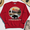 Retro Yellowstone National Park Sweatshirt, Bison Silhouette Outdoor Adventure Sweatshirt For Nature Campers 7