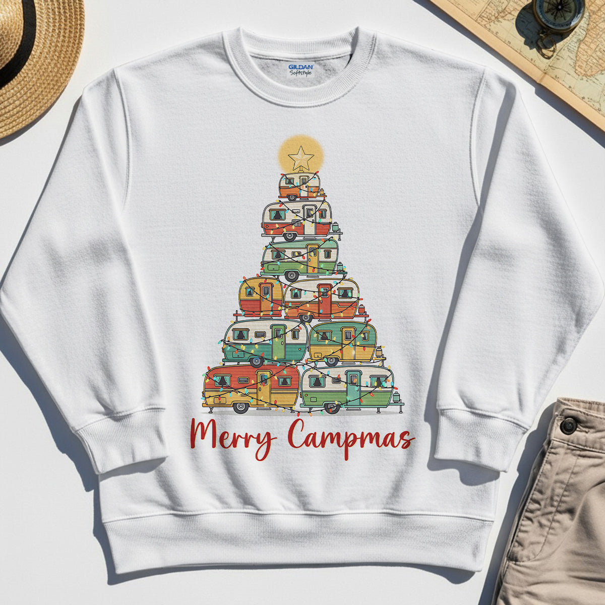 Retro Camper Van Christmas Sweatshirt, Funny Holiday Camping Sweatshirt For Men And Women 8