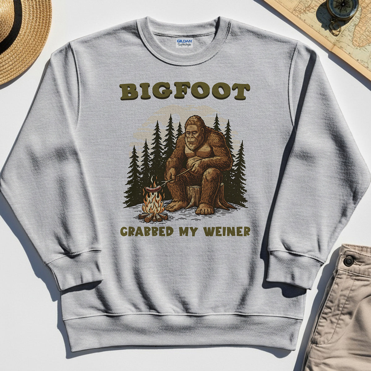 Retro Bigfoot Sweatshirt, "Grabbed My Weiner” 4