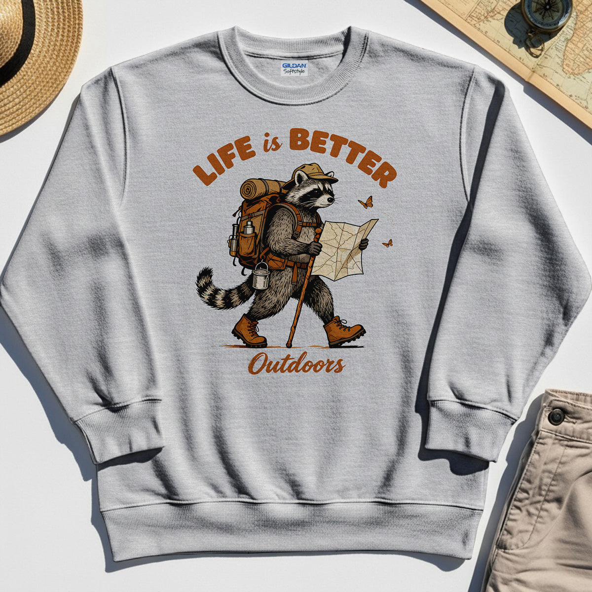 Raccoon "Life is Better Outdoors" Sweatshirt 4