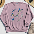 Elegant Flying Swallows Sweatshirt, Minimalist Wildlife Camping Graphic Sweatshirt Gift For Nature Campers 3