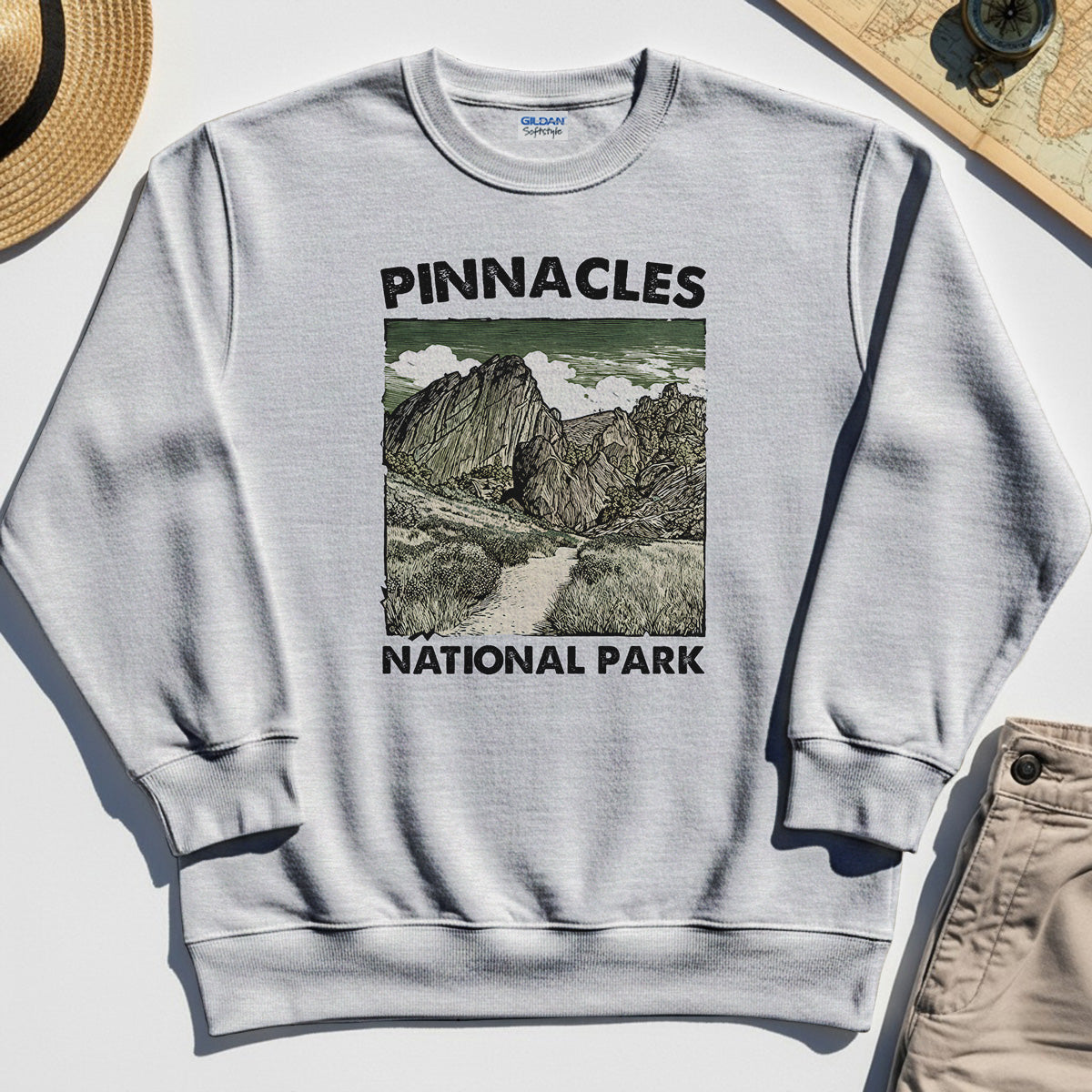 Pinnacles National Park Sweatshirt, Vintage Nature Camping Adventure Sweatshirt 1