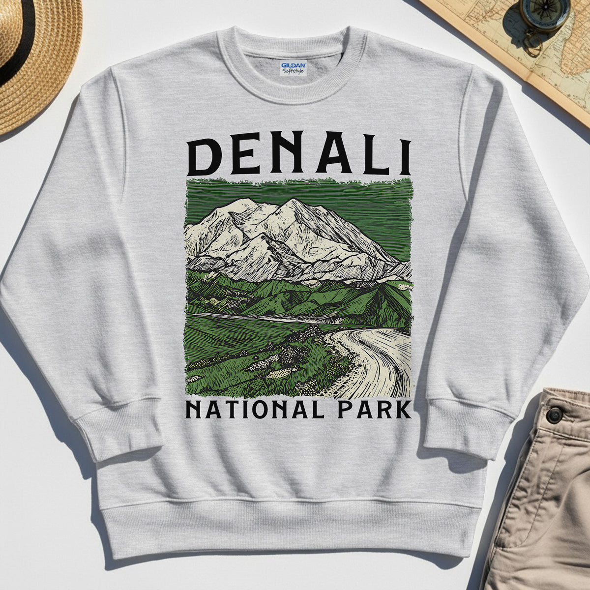 Denali National Park Sweatshirt, National Park Mountain Landscape Sweatshirt 1