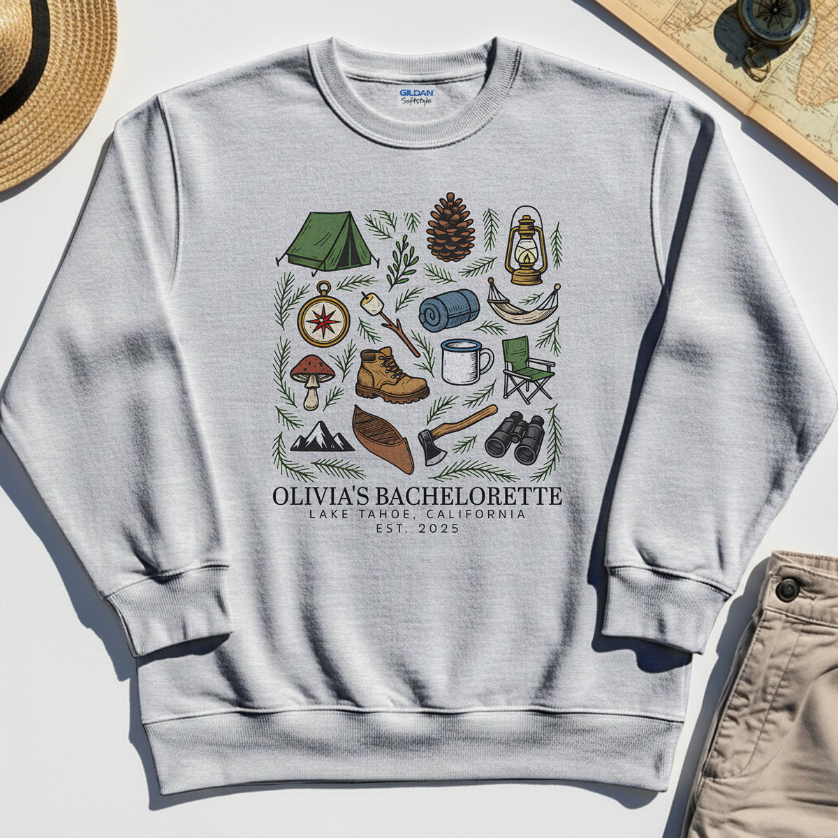 Bachelorette Camping Trip Sweatshirt, Bride Tribe Camping Trip Sweatshirt For Lake Tahoe 5