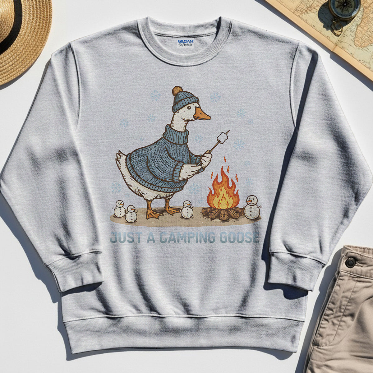 Funny Goose 'Just A Camping Goose' Outdoor Holiday Sweatshirt 4