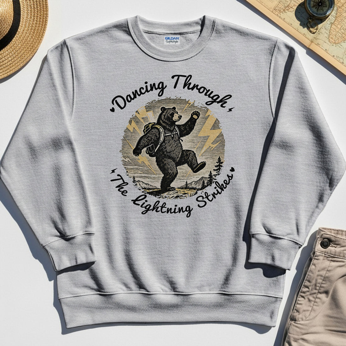 Dancing Through The Lightning Strikes Camping Bears Sweatshirt 1