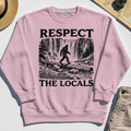 Bigfoot Respect The Locals Sweatshirt, Vintage Waterfall Hiking Graphic Sweatshirt For Camper And Adventurers 5