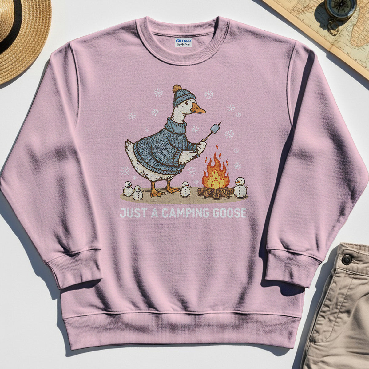 Funny Goose 'Just A Camping Goose' Outdoor Holiday Sweatshirt 5