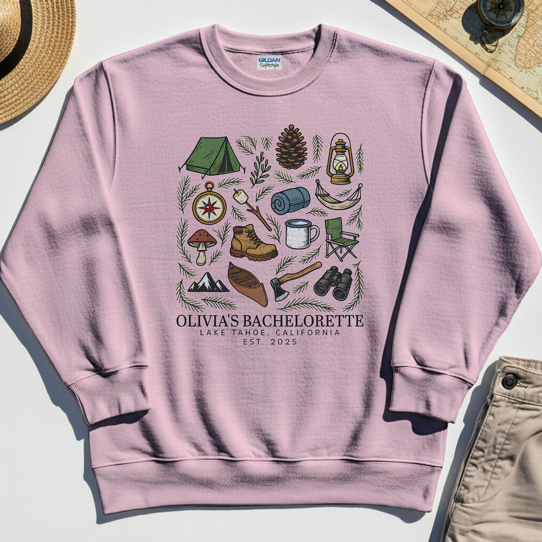 Bachelorette Camping Trip Sweatshirt, Bride Tribe Camping Trip Sweatshirt For Lake Tahoe 1