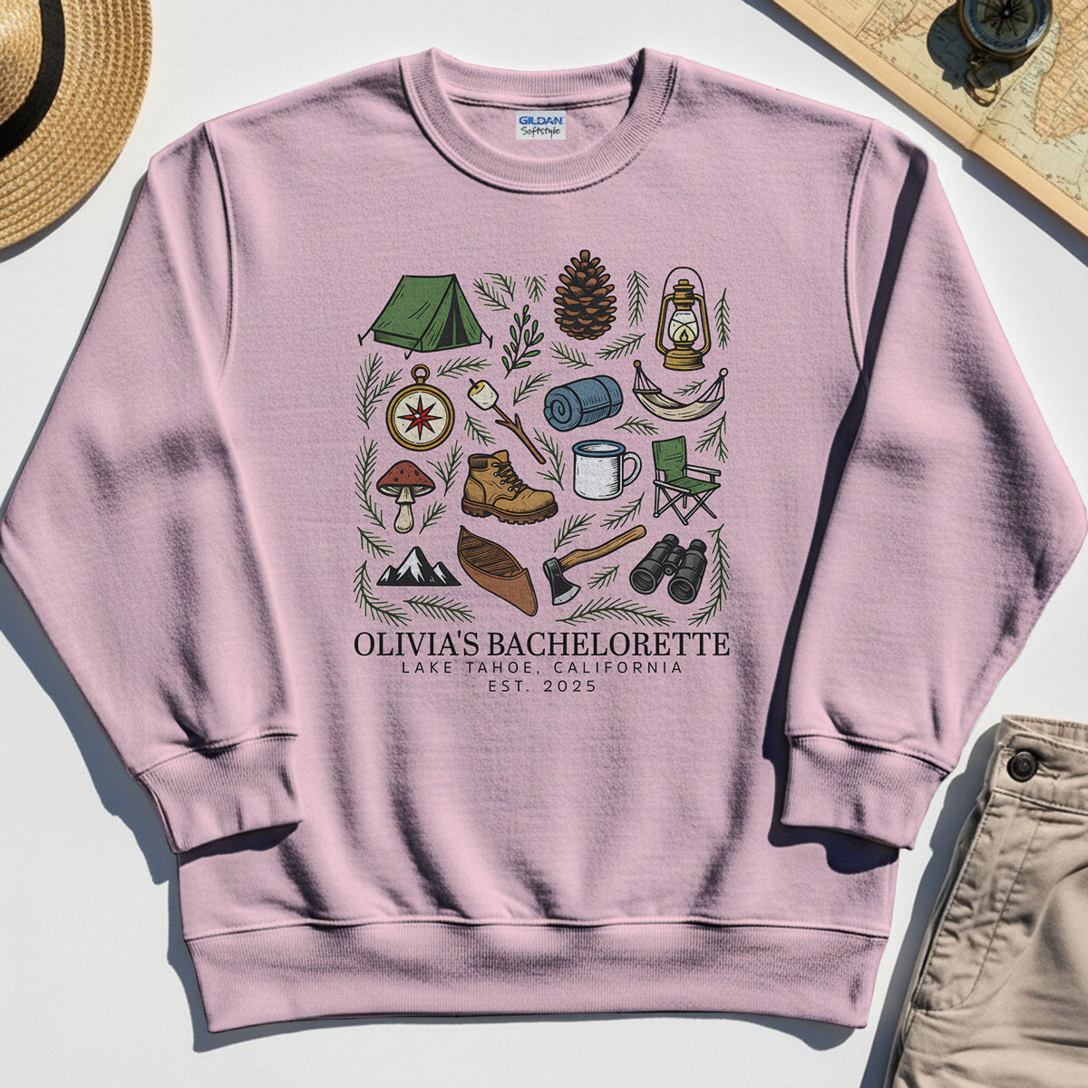 Bachelorette Camping Trip Sweatshirt, Bride Tribe Camping Trip Sweatshirt For Lake Tahoe 1