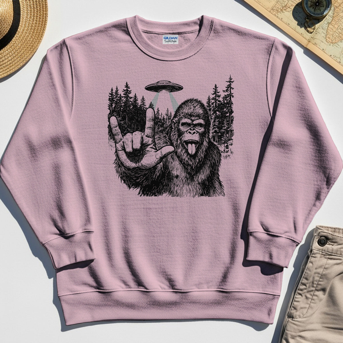 Funny Bigfoot Rock On Sweatshirt 5