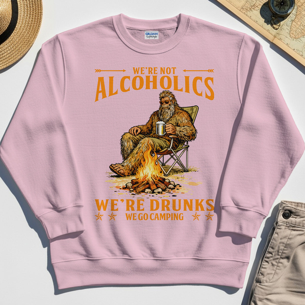 We’re Not Alcoholics We’re Drunks We Go Camping Sweatshirt, Funny Camping Beer Sweatshirt 5