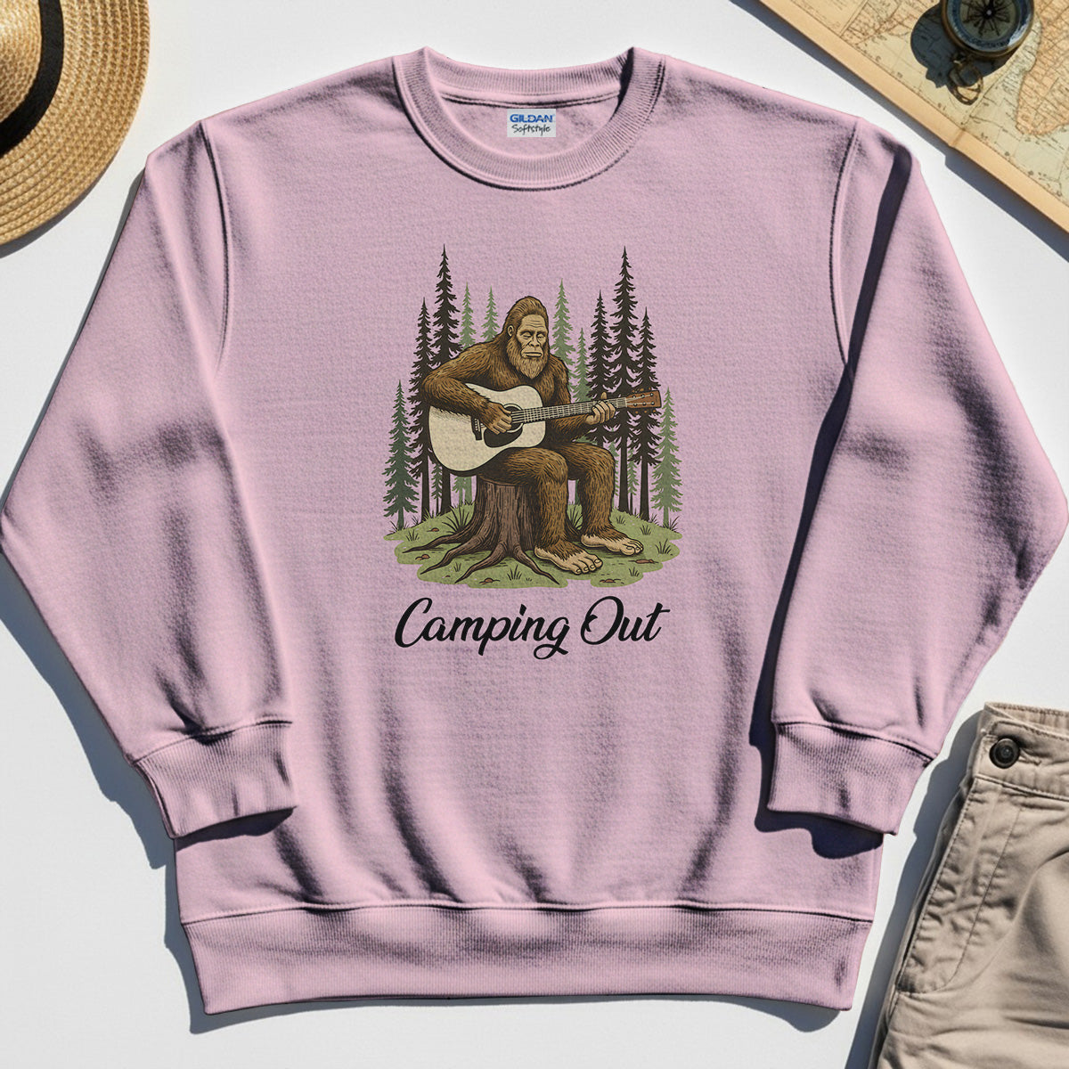 "Camping Out" Funny Bigfoot Camping Sweatshirt 5