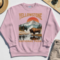 Yellowstone National Park Sweatshirt, Vintage Bison Sunset Mountain Sweatshirt For Campers 5