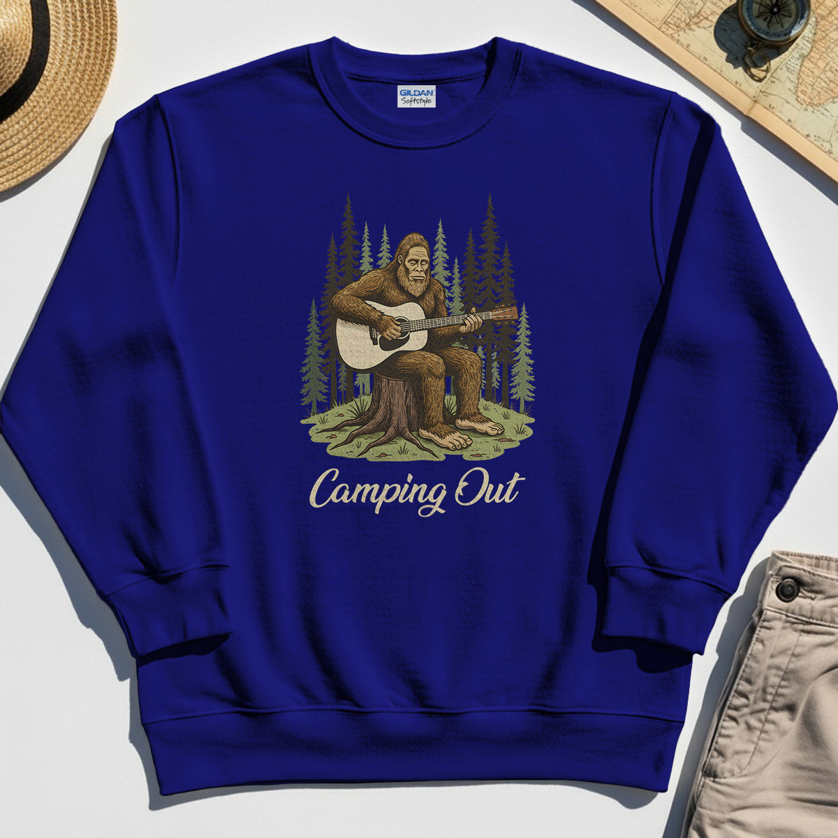 "Camping Out" Funny Bigfoot Camping Sweatshirt 6