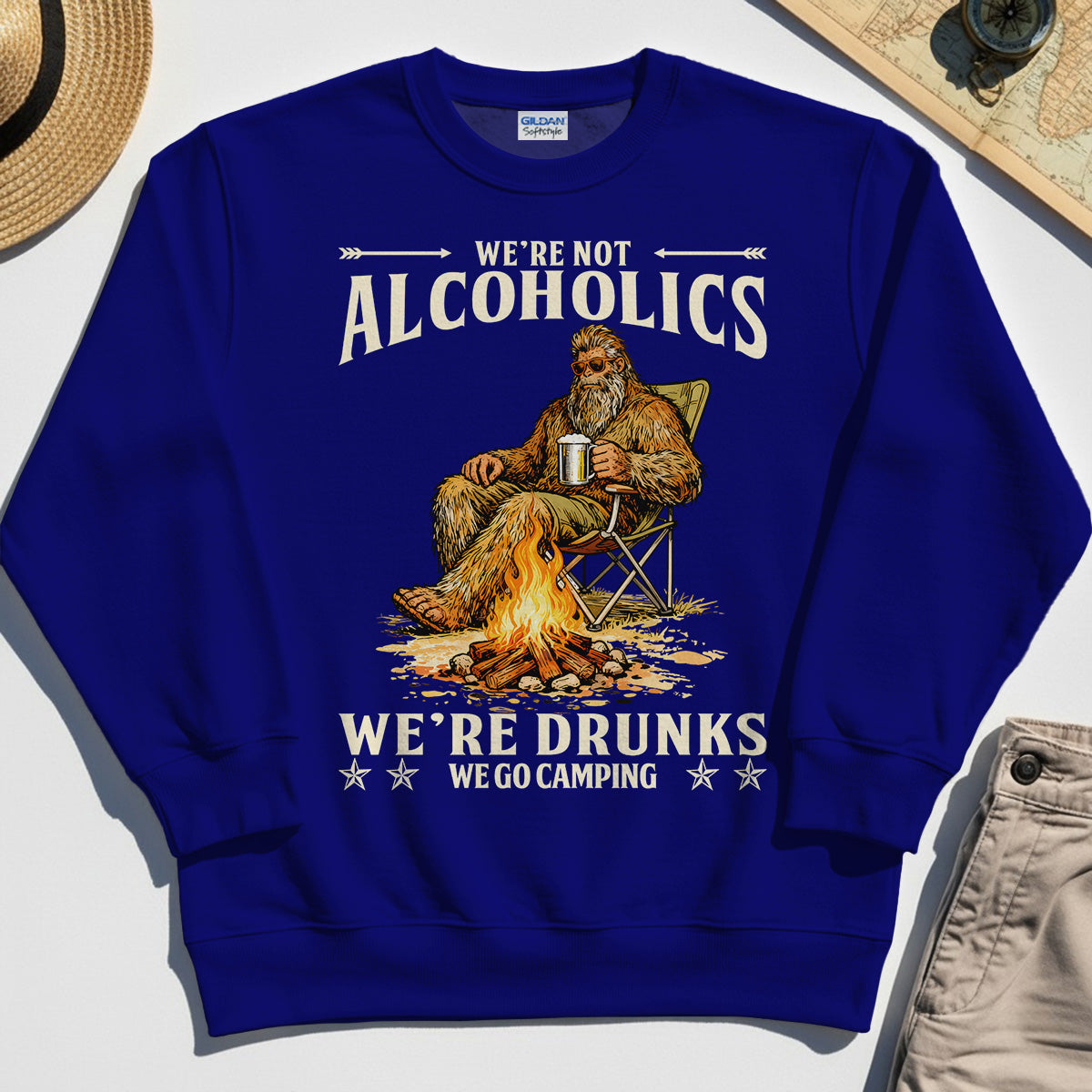 We’re Not Alcoholics We’re Drunks We Go Camping Sweatshirt, Funny Camping Beer Sweatshirt 6