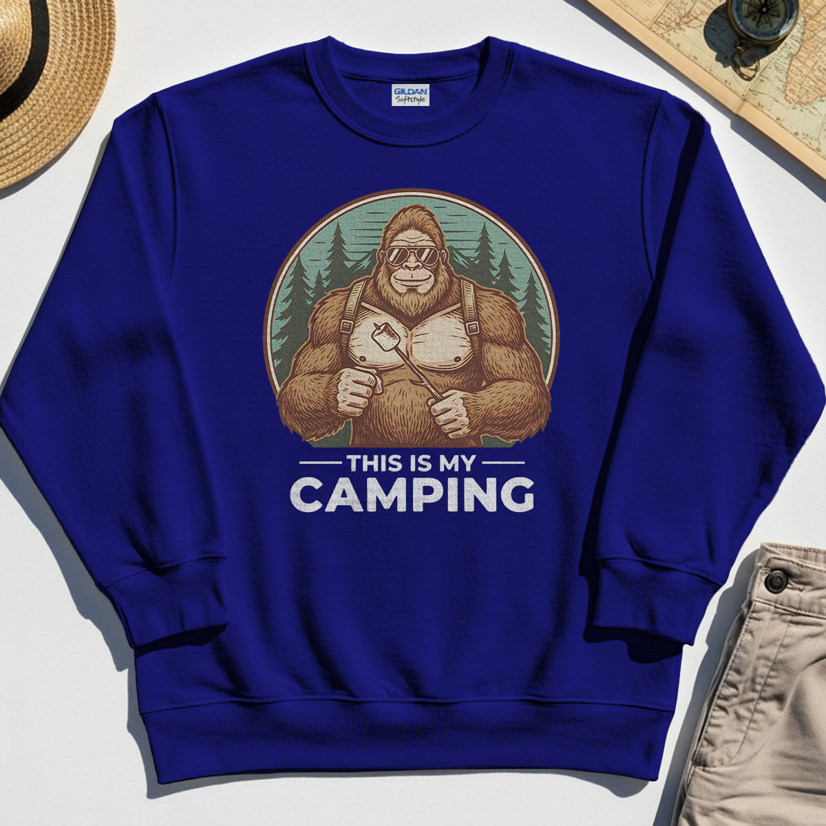 Funny Bigfoot Camping Sweatshirt "This Is My Camping”, Sasquatch With Marshmallow Sweatshirt 7