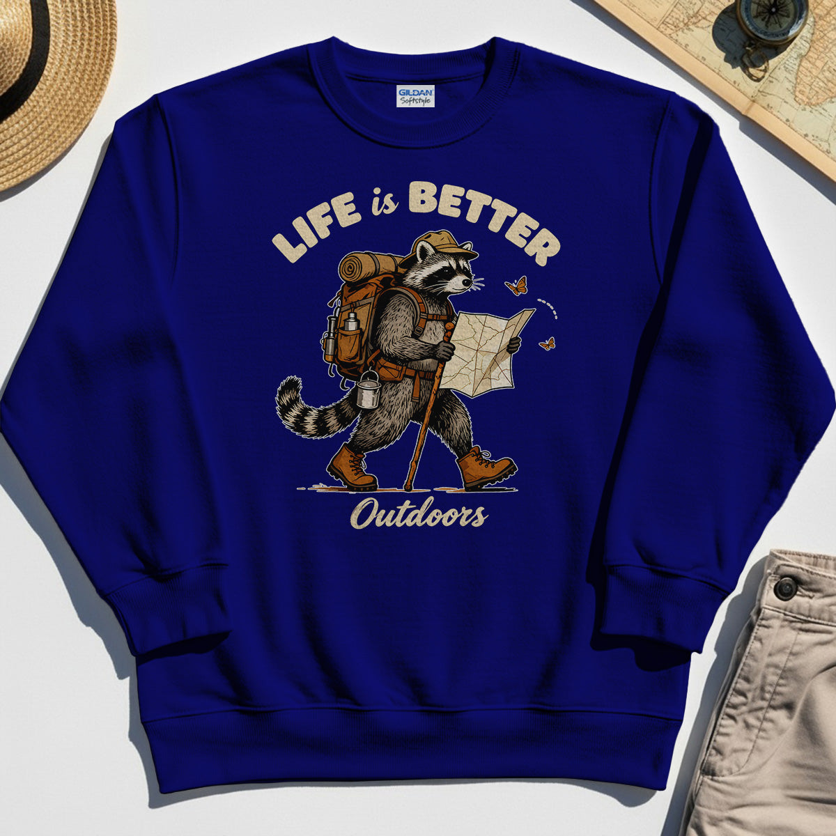 Raccoon "Life is Better Outdoors" Sweatshirt 6