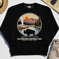 Retro Yellowstone National Park Sweatshirt, Bison Silhouette Outdoor Adventure Sweatshirt For Nature Campers 2