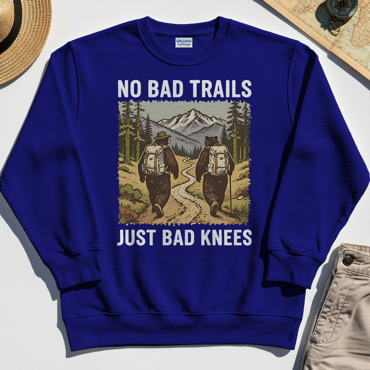 No Bad Trails Just Bad Knees Hiking Sweatshirt 6