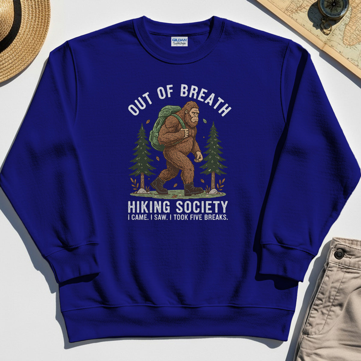 Out of Breath Hiking Society Sweatshirt, Funny Sasquatch Outdoor Camping Sweatshirt 7