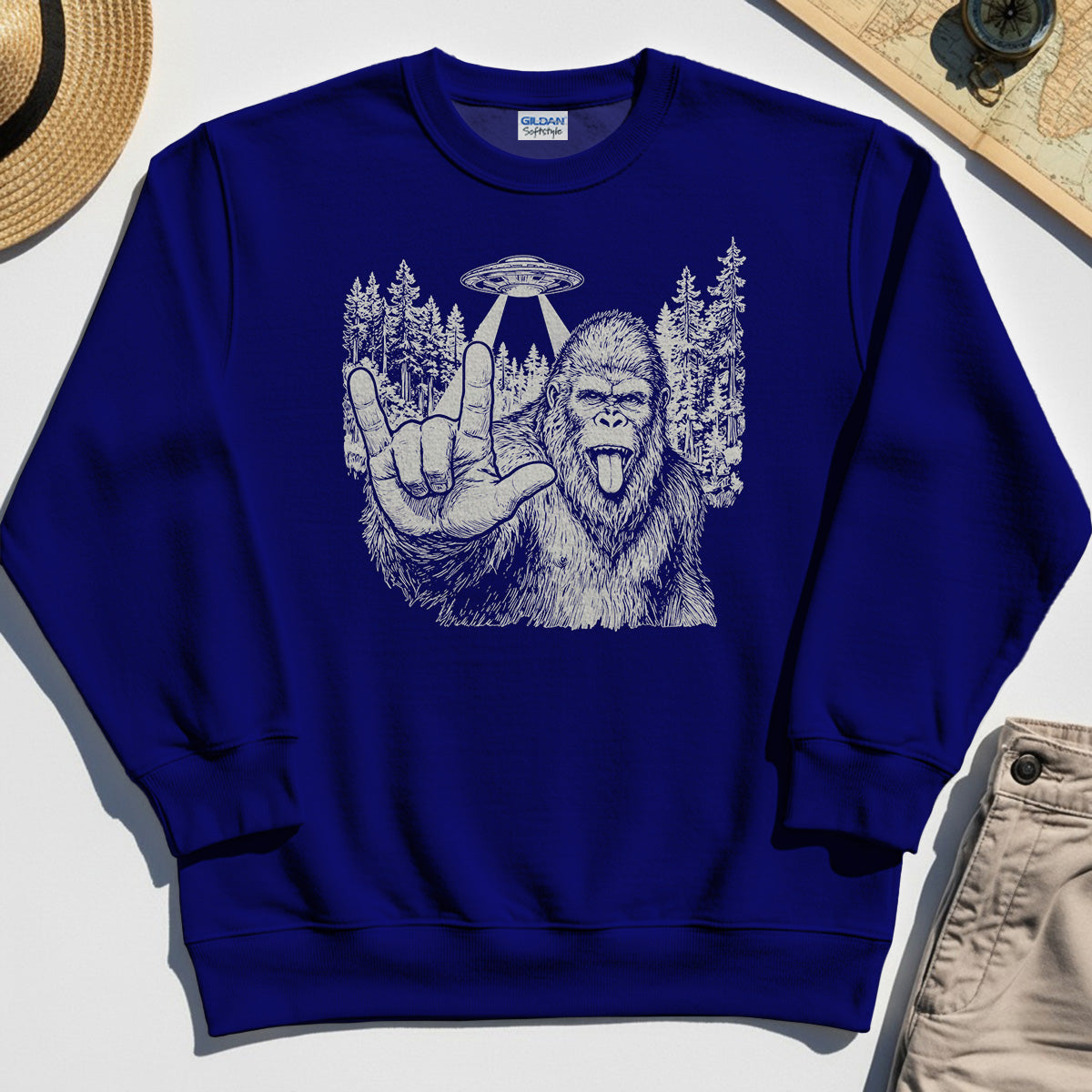 Funny Bigfoot Rock On Sweatshirt 6