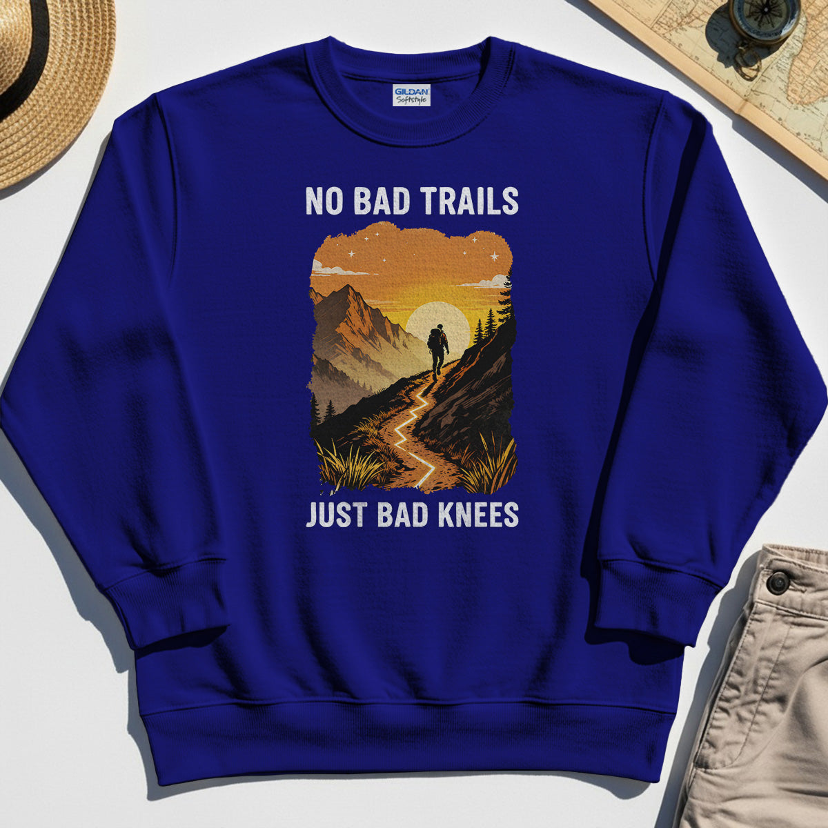 No Bad Trails Just Bad Knees Sweatshirt, Funny Trail And Camping Sweatshirt For Outdoor Lovers 6