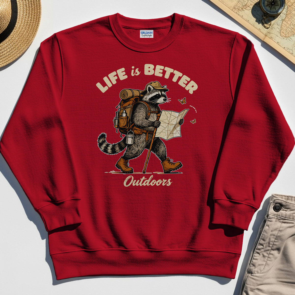 Raccoon "Life is Better Outdoors" Sweatshirt 7