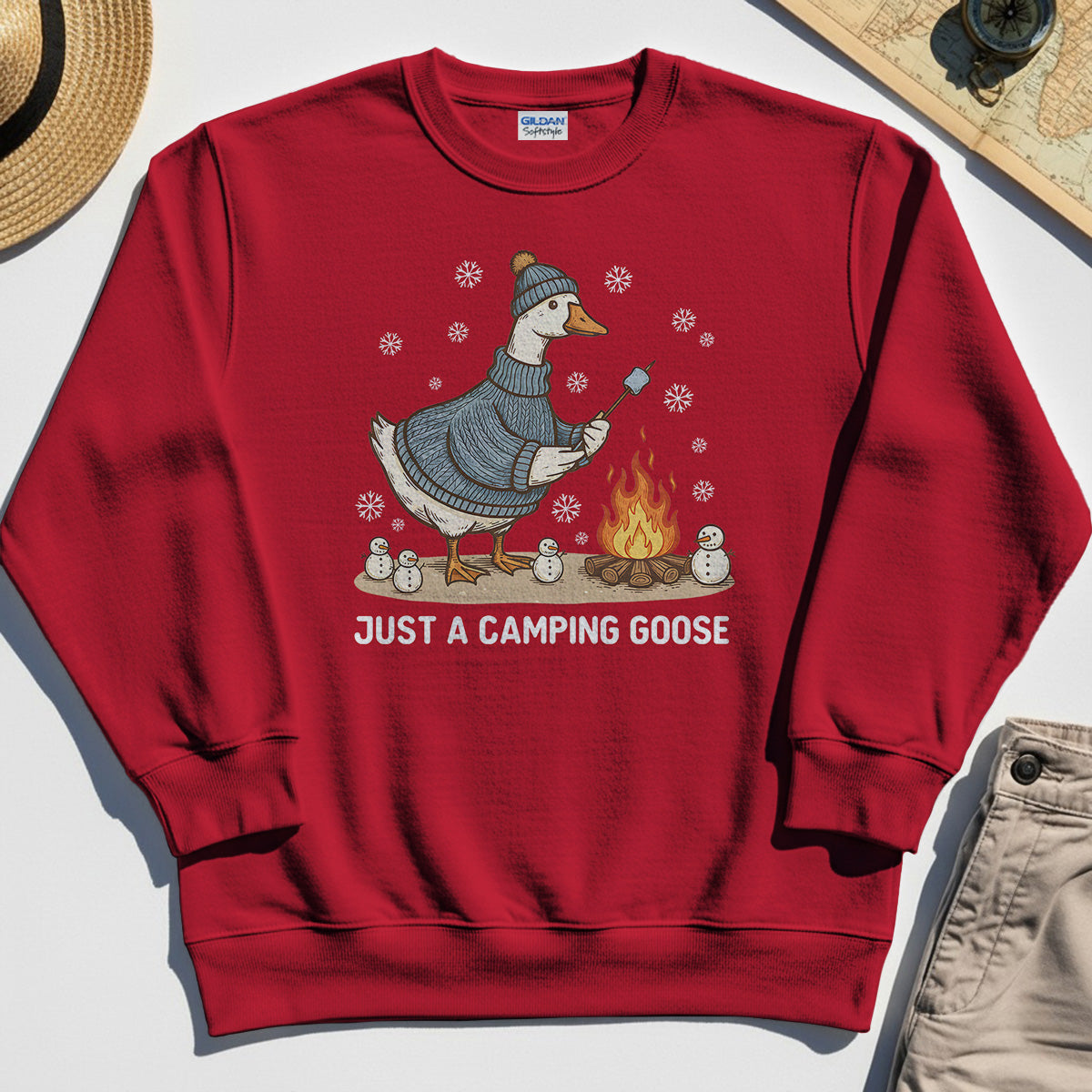 Funny Goose 'Just A Camping Goose' Outdoor Holiday Sweatshirt 7