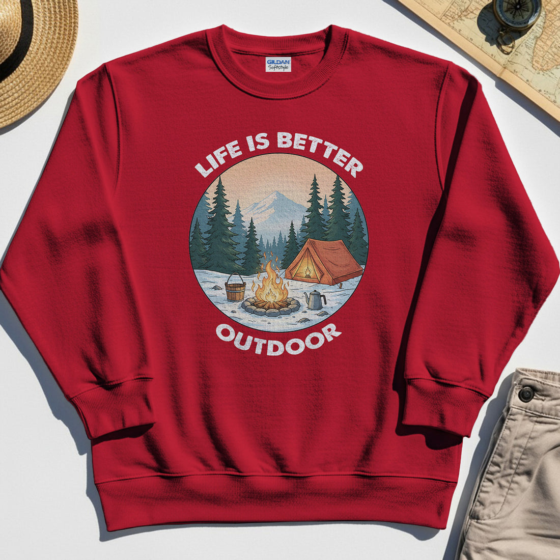 Funny Camping Life Is Better Outdoor Sweatshirt, Vintage Camping Sweatshirt For Outdoor Adventure Lovers 1