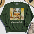 Van Life and Campfire Graphic Sweatshirt, Watercolor Campfire and Tent Graphic Sweatshirt For Outdoor Lovers 3