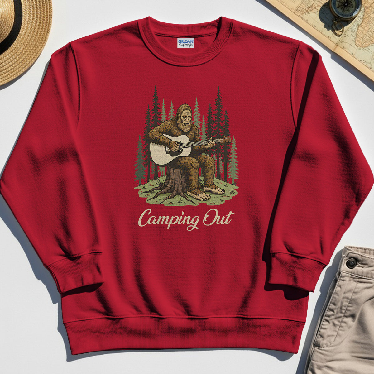 "Camping Out" Funny Bigfoot Camping Sweatshirt 7