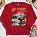Yellowstone National Park Sweatshirt, Vintage Bison Sunset Mountain Sweatshirt For Campers 7