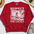Bigfoot Respect The Locals Sweatshirt, Vintage Waterfall Hiking Graphic Sweatshirt For Camper And Adventurers 7