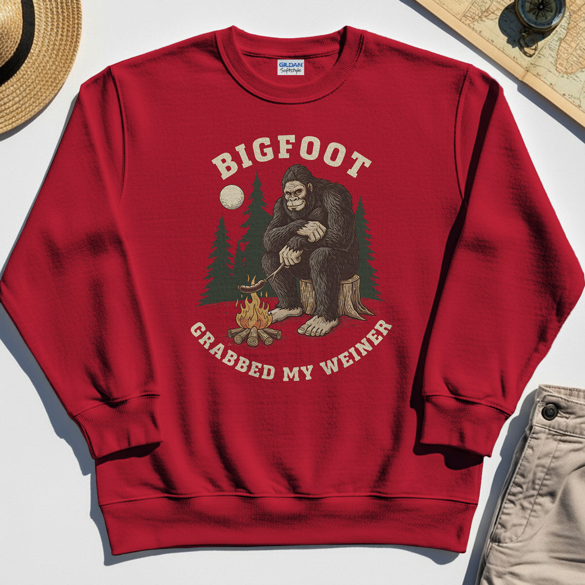Bigfoot Grabbed My Wiener Sweatshirt, Funny Sasquatch Camping Sweatshirts 7