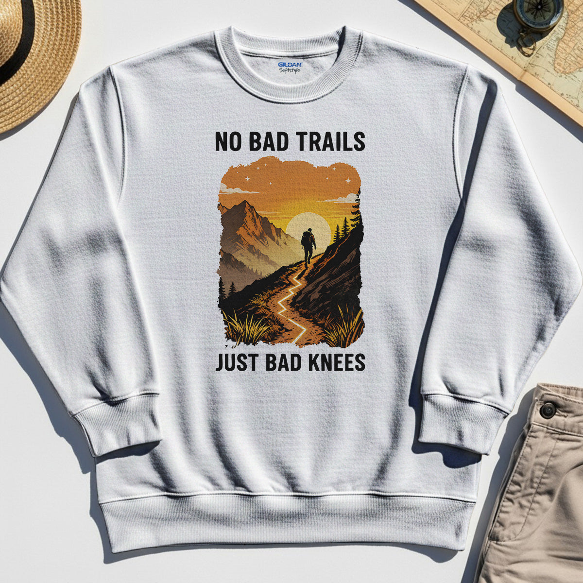No Bad Trails Just Bad Knees Sweatshirt, Funny Trail And Camping Sweatshirt For Outdoor Lovers 8