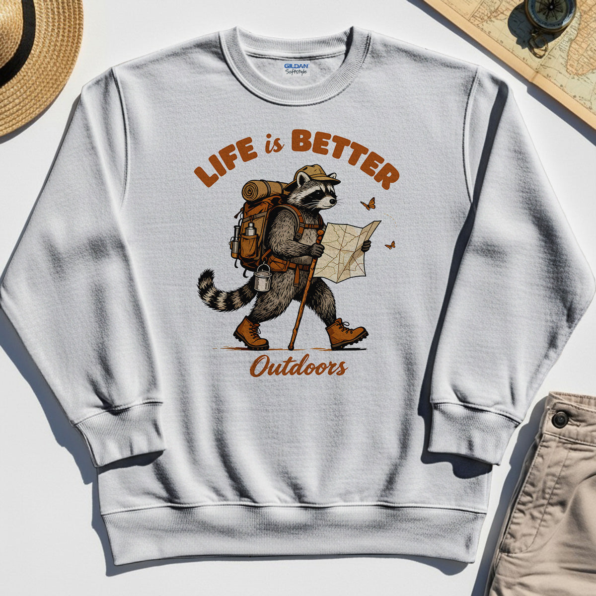 Raccoon "Life is Better Outdoors" Sweatshirt 8