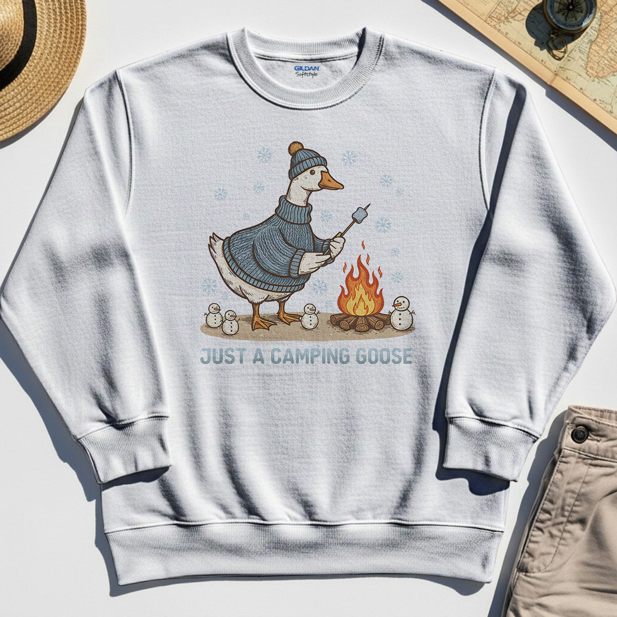 Funny Goose 'Just A Camping Goose' Outdoor Holiday Sweatshirt 8