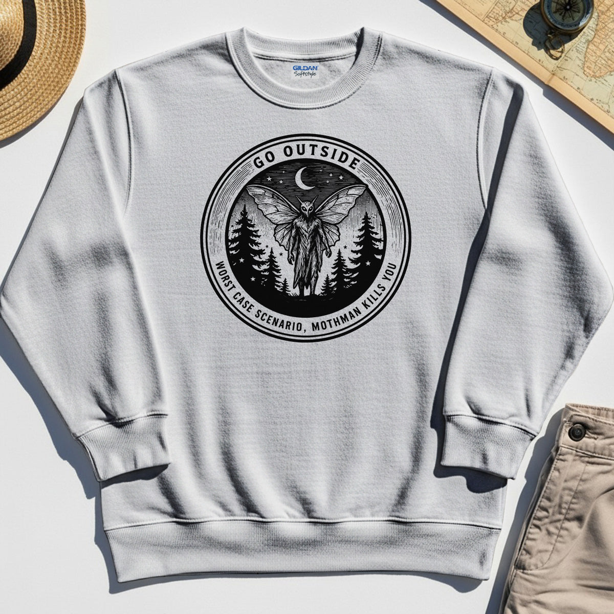 Funny Mothman Sweatshirt For Campers 8