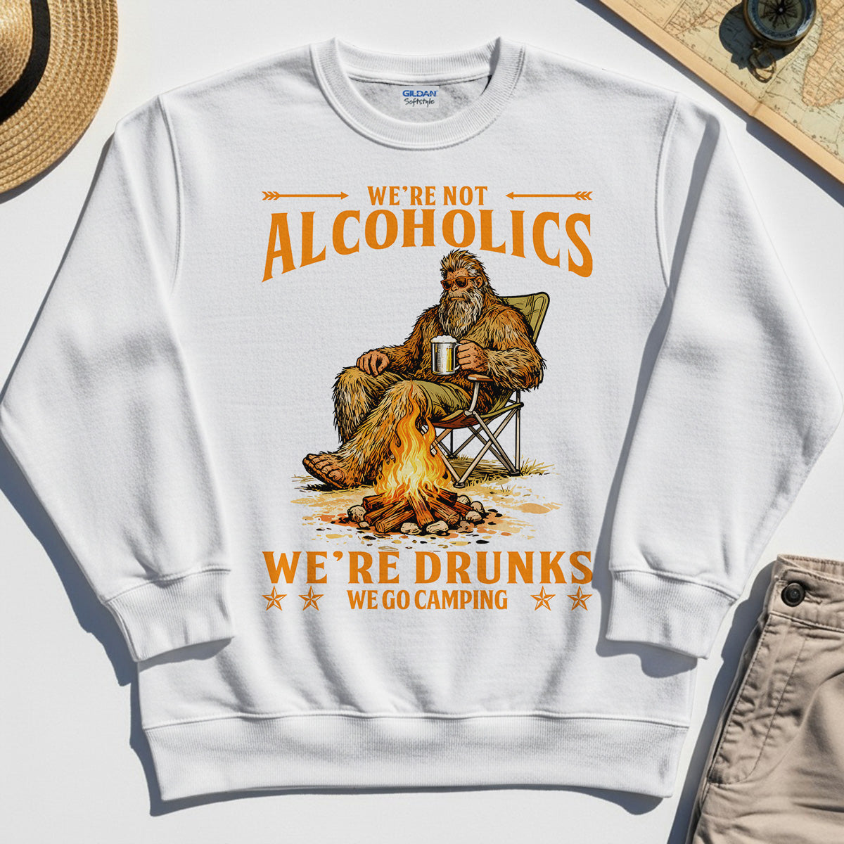 We’re Not Alcoholics We’re Drunks We Go Camping Sweatshirt, Funny Camping Beer Sweatshirt 8