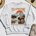 Yellowstone National Park Sweatshirt, Vintage Bison Sunset Mountain Sweatshirt For Campers 8