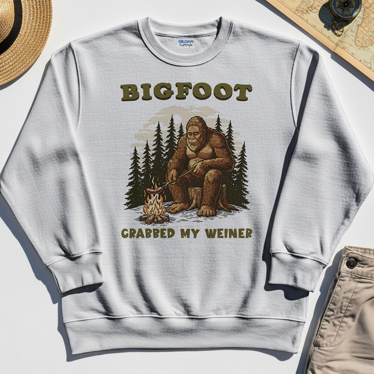 Retro Bigfoot Sweatshirt, "Grabbed My Weiner” 8